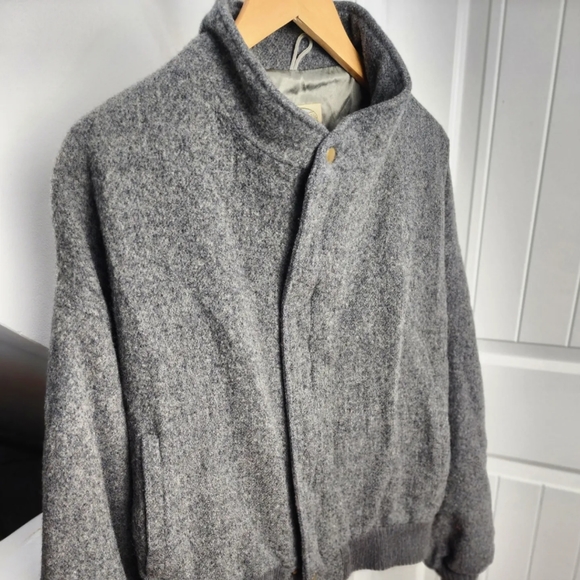 Vintage 80s 90s Britches Wool Bomber Jacket Coat Gray Mens Large Lined EUC - Picture 2 of 10